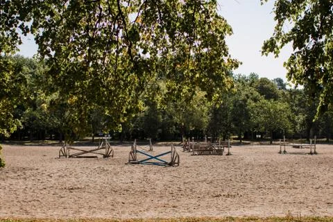 Training field in the stable in the forest Stock Photos