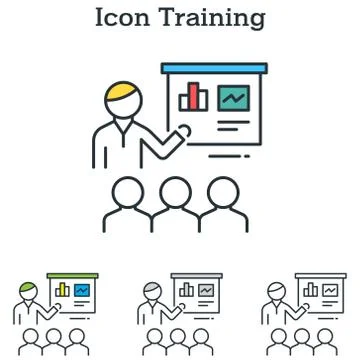 Training flat icon design for infographics and businesses Stock Illustration