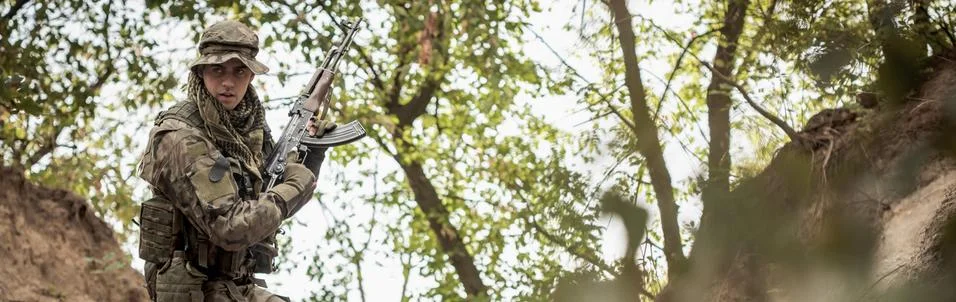 Training in the forest Stock Photos