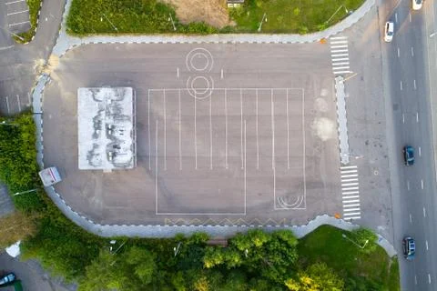 Training ground for buses. Foto stock