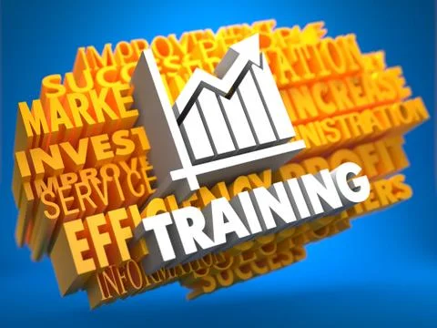 Training with Growth Chart. Wordcloud Concept. Stockillustratie