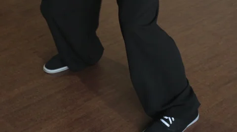 Training in the hall. Man practicing elements of tai chi. Stock-Footage 64591616