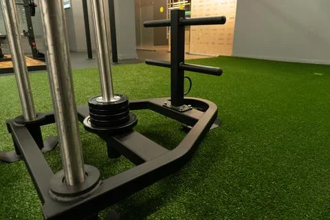 Training hall sledge gym exercise, for health strong in active and young Stock Photos