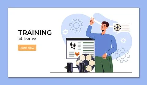 Training at home concept with equipment. Vector illustration Stock-Illustration