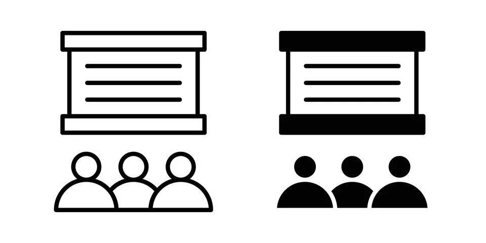 Training icon solid, line, and editable vector set. Stock Illustration
