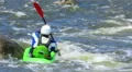Training of kayaker on river whirlpool. Rafting team 50% speed HD Footage