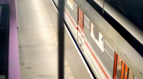 Training leaving station plague Stock Footage 63604179