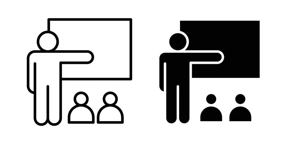Training lecture icon. Outline, flat icons Illustrazione stock