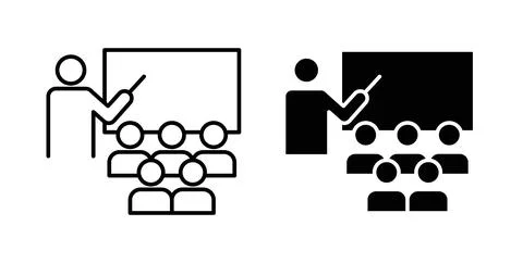 Training lecture icon symbol. Vector illustration pack in black color. Stock Illustration