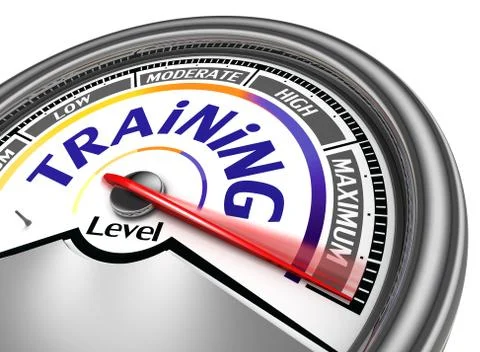Training level conceptual meter Illustrazione stock