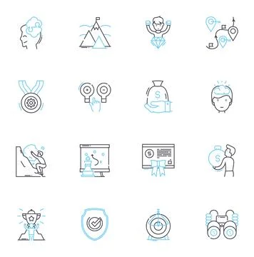 Training linear icons set. Education, Coaching, Development, Instruction 스톡 일러스트