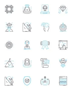 Training linear icons set. Education, Coaching, Development, Instruction Stock Illustration