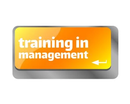 Training in management . Close up of keyboard, enter computer key. Illustrazione stock