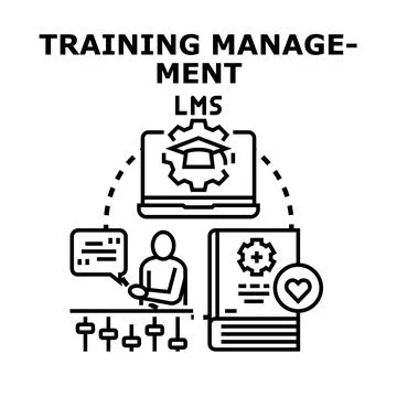 Training management lms concept learning system Illustrazione stock