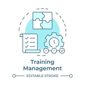 Training management soft blue concept icon Stock Illustration