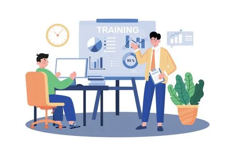 Training manager developing team training programs. Stock Illustration