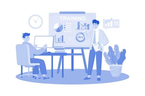 Training manager developing team training programs. Ilustração Stock