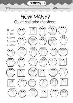 Training material- coloring book shapes Illustrazione stock