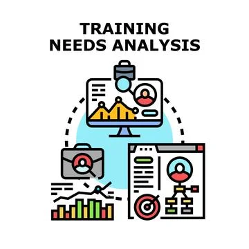 Training needs analysis identifying skill gaps development concept Stock Illustration