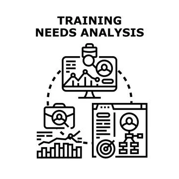 Training needs analysis identifying skill gaps development concept Stock Illustration