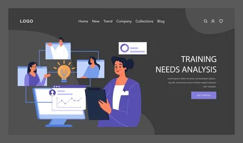 Training Needs Analysis process. Flat vector Stock Illustration