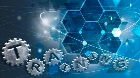 Training old cogs on a worn isolated technology machine New future metal gold Stock Illustration