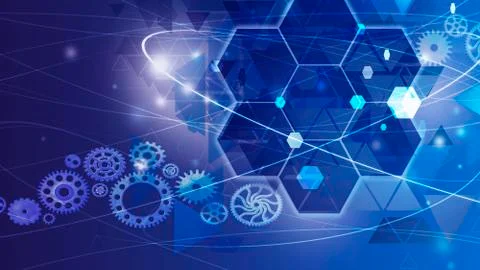 Training old cogs on a worn isolated technology machine New future metal gold Illustrazione stock