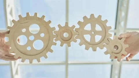 Training or play to improve performance at work. Business control and management Foto stock