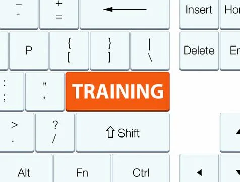 Training orange keyboard button Stock Illustration