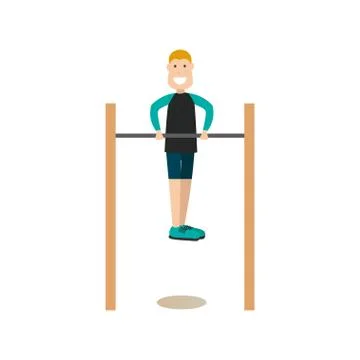 Training outside people vector flat illustration 스톡 일러스트