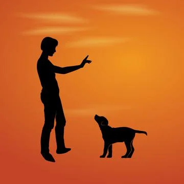 Training pet dog. Vector image silhouette Stock Illustration