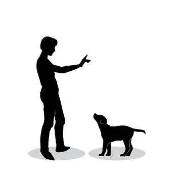 Training pet dog. Vector image silhouette Stock Illustration