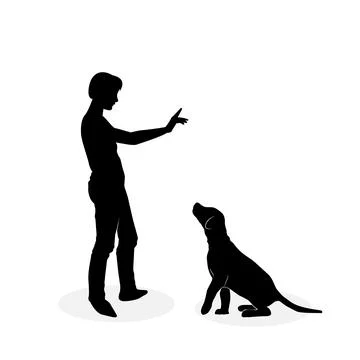Training pet dog. Vector image silhouette Stock Illustration