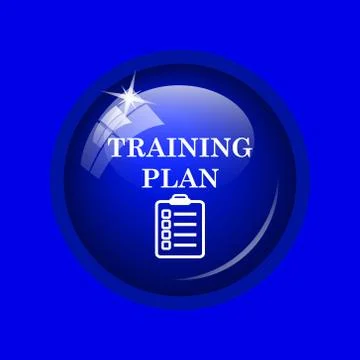 Training plan icon. Internet button on blue background. . Stock Illustration