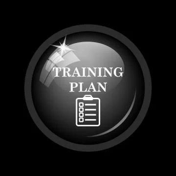 Training plan icon. Internet button on black background. . Stock Illustration