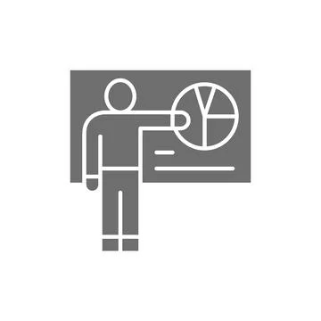 Training, presentation, conference grey icon. Isolated on white background Stock Illustration