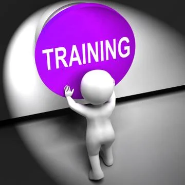 Training pressed means education induction or seminar Stock Illustration