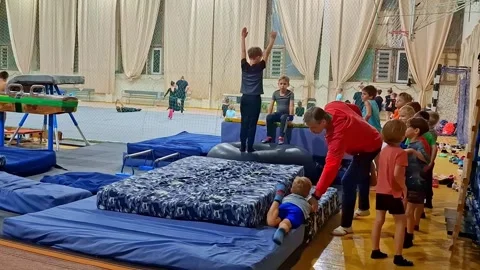 Training process in the gym. Stock Footage 290092686
