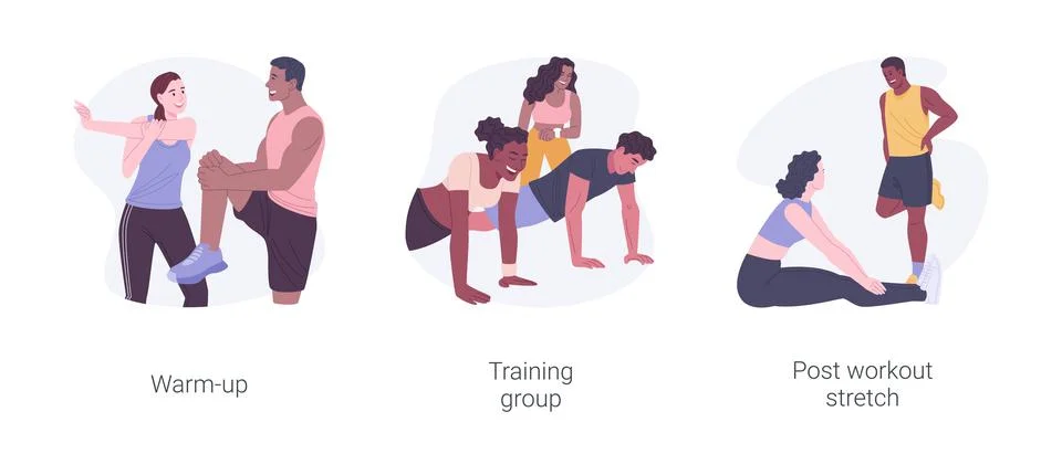 Training process isolated cartoon vector illustrations set. Stock Illustration