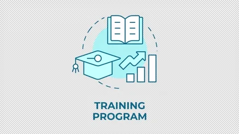 Training program blue concept icon animation Stock Footage 341021289