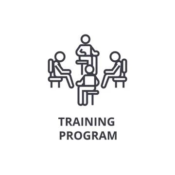 Training program thin line icon, sign, symbol, illustation, linear concept Illustrazione stock