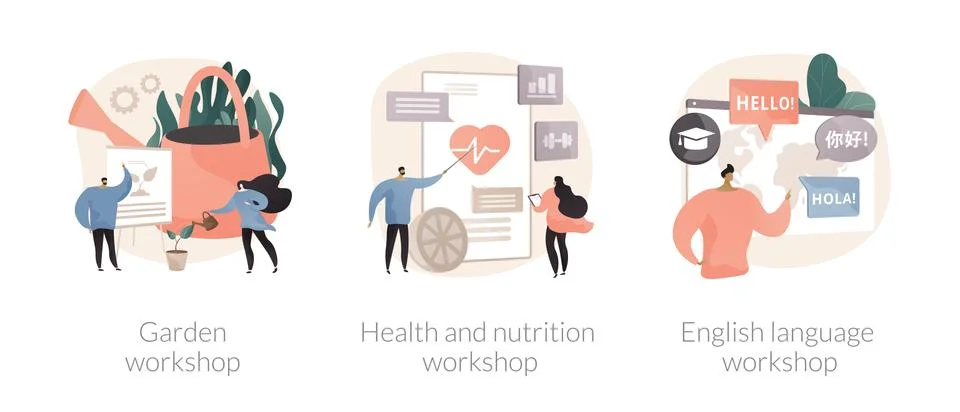Training programs abstract concept vector illustrations. Stock Illustration