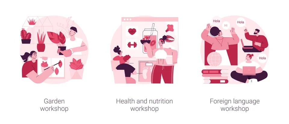 Training programs abstract concept vector illustrations. Illustrazione stock
