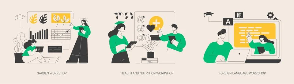 Training programs abstract concept vector illustrations. Stock Illustration