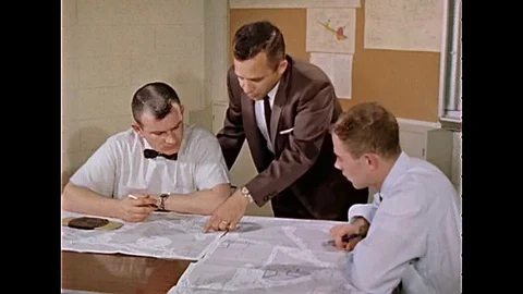 Training programs for control tower operators in 1963. Stock Footage 102906179