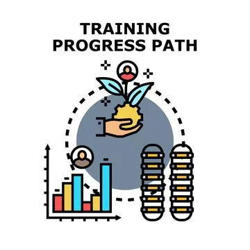 Training progress path development growth career success Stock Illustration