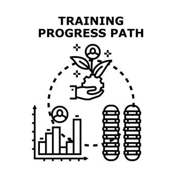 Training progress path development growth career success Stock Illustration
