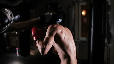 Training Punches With a Coach Stock Footage 85549166