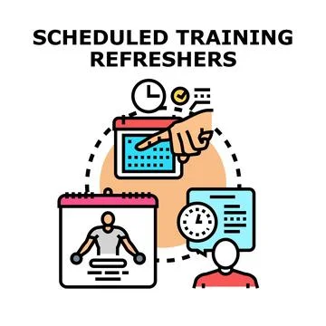 Training refreshers program scheduling and learning concept Stockillustratie