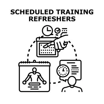 Training refreshers program scheduling and learning concept Ilustração Stock